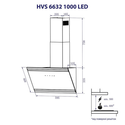 Витяжка кухонна Minola HVS 6632 BL 1000 LED