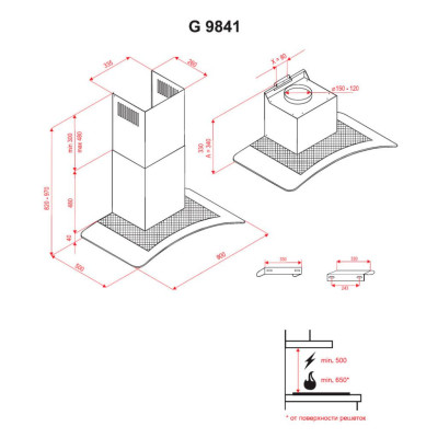 Вытяжка кухонная Perfelli G 9841 I Вытяжка кухонная Perfelli G 9841 I