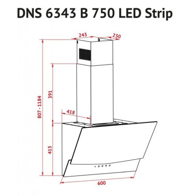 Витяжка кухонна Perfelli DNS 6343 B 750 IV LED Strip