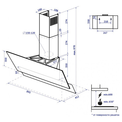Вытяжка кухонная Minola HDN 9412 BL 850 LED