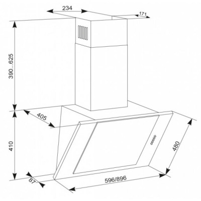 Витяжка кухонна Eleyus Titan A 1200 LED SMD 90 IS+BL