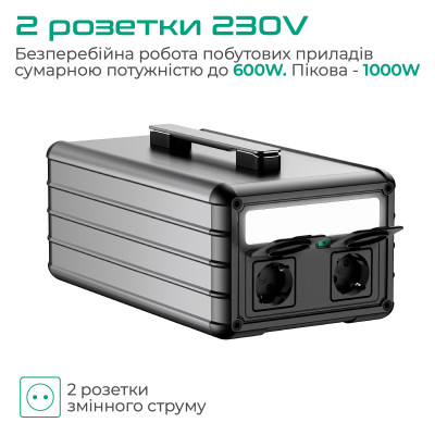 Зарядна станція Zendure SuperBase 600M / 600 Вт / 606 Вт⋅год / Li-ion (ZDSB600M-gy-eu)
